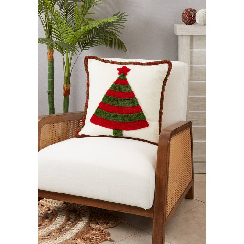 Whimsical Winter Christmas Tree Throw Pillow