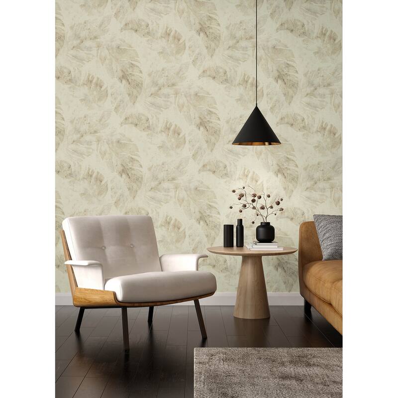 A-Street Prints Sanne Beige Palm Wallpaper