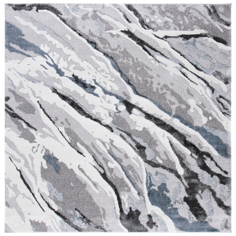 SAFAVIEH Century Rinke Modern Abstract Rug - 6'7" Square - Grey/Blue