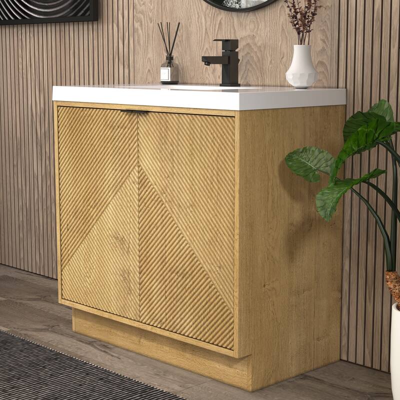 Milano 36" Freestanding Bathroom Vanity with White Acrylic Sink