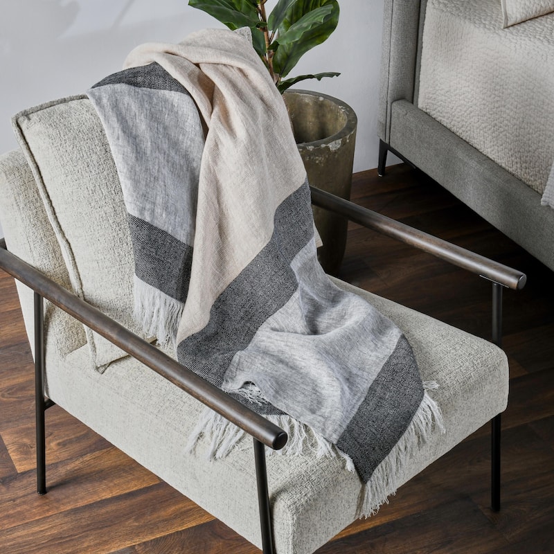 Villa by Classic Home Talara 100% Belgian Linen Throw Blanket