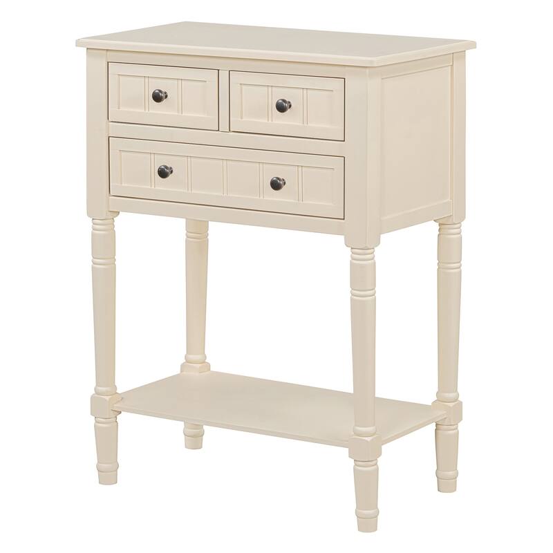 23.7" Classic Console Table with Three Storage Drawers and Bottom Shelf