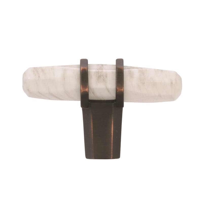 Carrione 2-1/2 in (64 mm) Length Marble White/Oil-Rubbed Bronze Cabinet Knob - 2.5