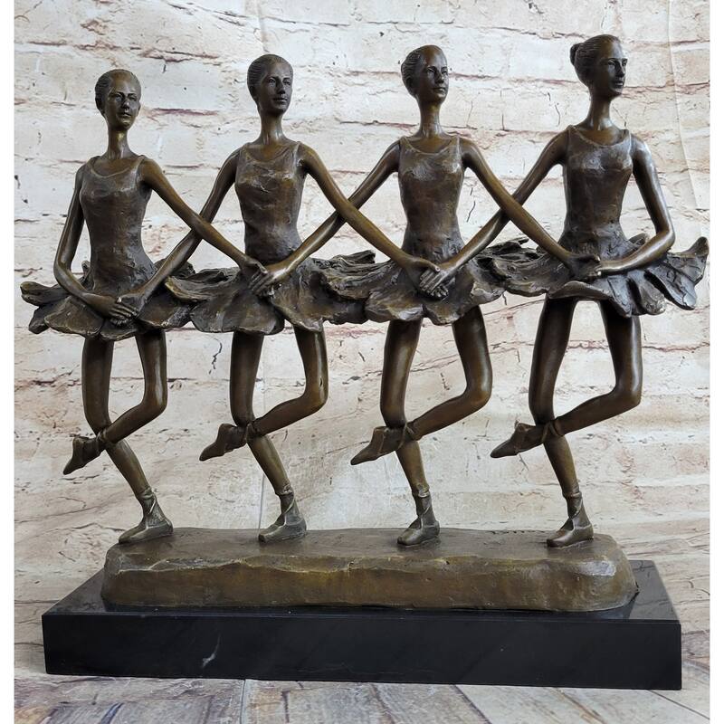 Four Ballerina Ballet Dancers Line Dancing Bronze Sculpture Statue Original Art