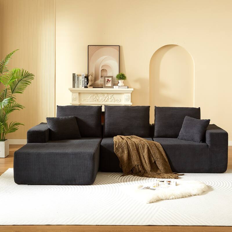 Modern L-Shaped Modular Sectional Sofa with Chaise, Deep Seat Cloud Couch for Living Room, Bedroom, Office, No Assembly Required