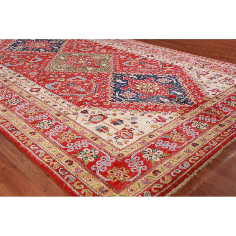 Vegetable Dye Ziegler Area Rug Handmade Oriental Wool Carpet - 6'7"x 9'9" - 6'7"x 9'9" - Red