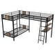 preview thumbnail 9 of 9, L-Shaped Twin Bunk Bed with Loft, Desk, and Shelves, Brown