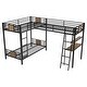 preview thumbnail 9 of 9, Modern L-Shaped Twin Size Triple Bunk Bed with Desk and Shelf, Brown