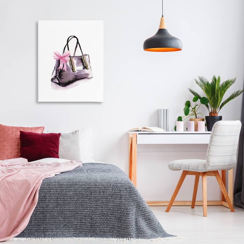 Stupell Luxe Purse with Ribbon Canvas Wall Art Design By Stella Chang