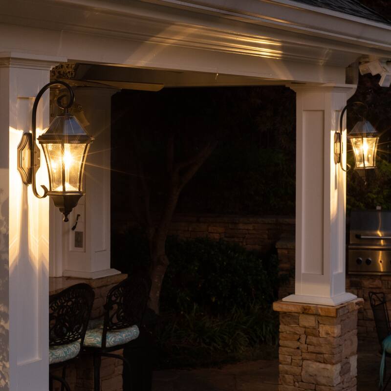 Victorian Black 150 LM Solar Wall Sconce Lantern with Morph Technology