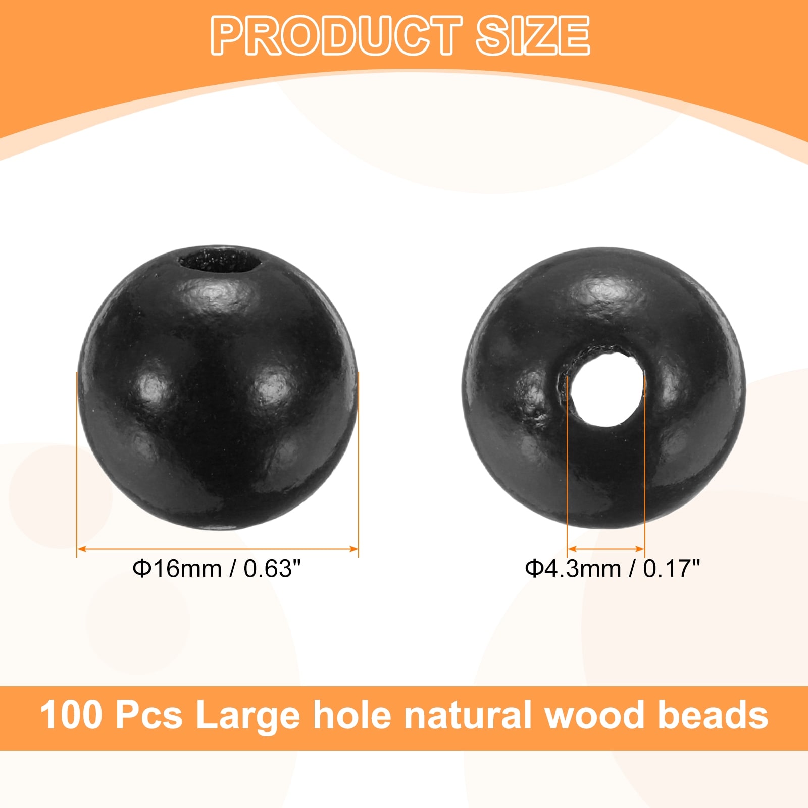 Round Wood Beads Large Hole for Jewelry Making