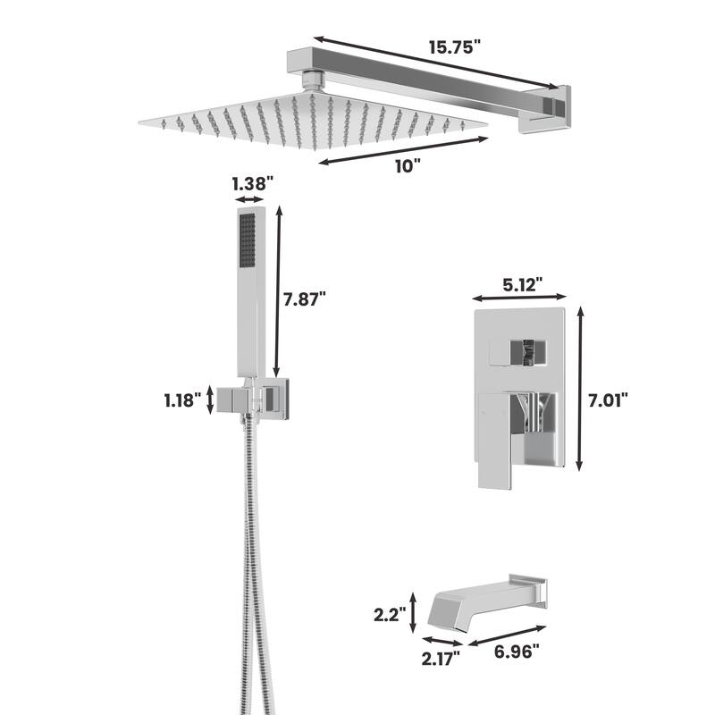 3-function Pressure Balance Shower Set with 10 in Shower Head(Valve Included)