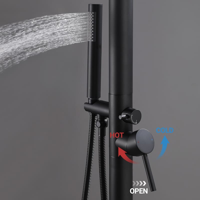 87.5"H Stainless Steel Freestanding Outdoor Shower with Handheld Shower