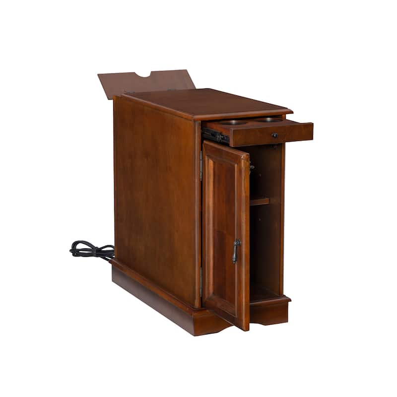 Rectangular Accent Table with USB and Storage Compartment - 24" - Hazelnut Brown