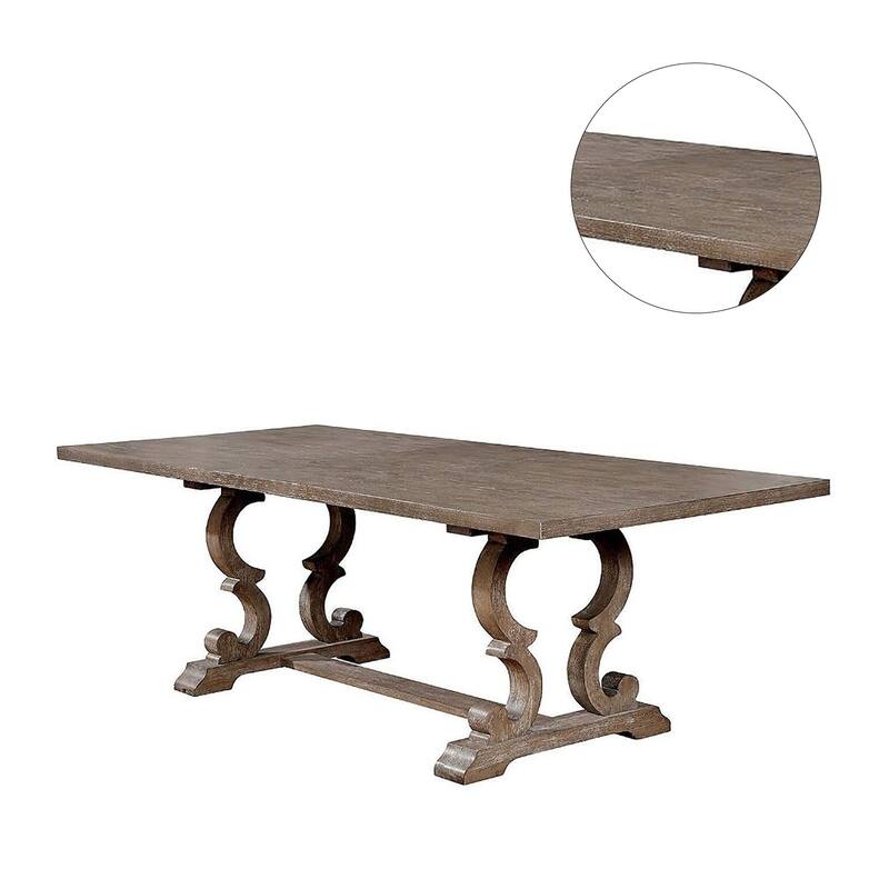 Dining Set in Rustic Natural Tone and Beige Finish