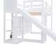 preview thumbnail 29 of 27, Twin Size Wood House Loft Bed with Slide, Storage Shelves, Light, and Climbing Ramp