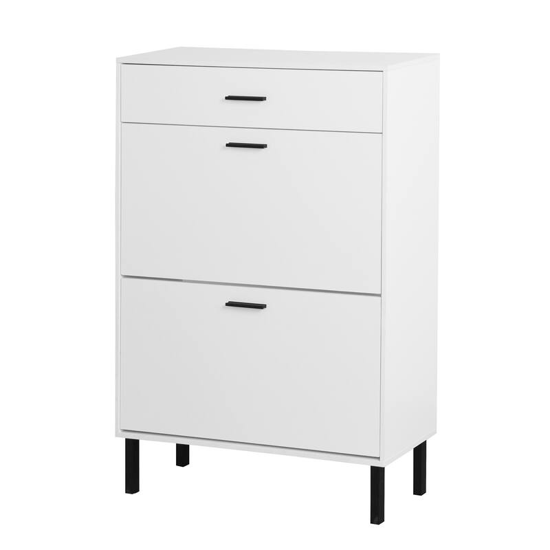 Shoe Storage Rack Storage Cabinet with Adjustable Flip Drawers, Metal Legs, and Space-Saving Design for Hallway, Entryway