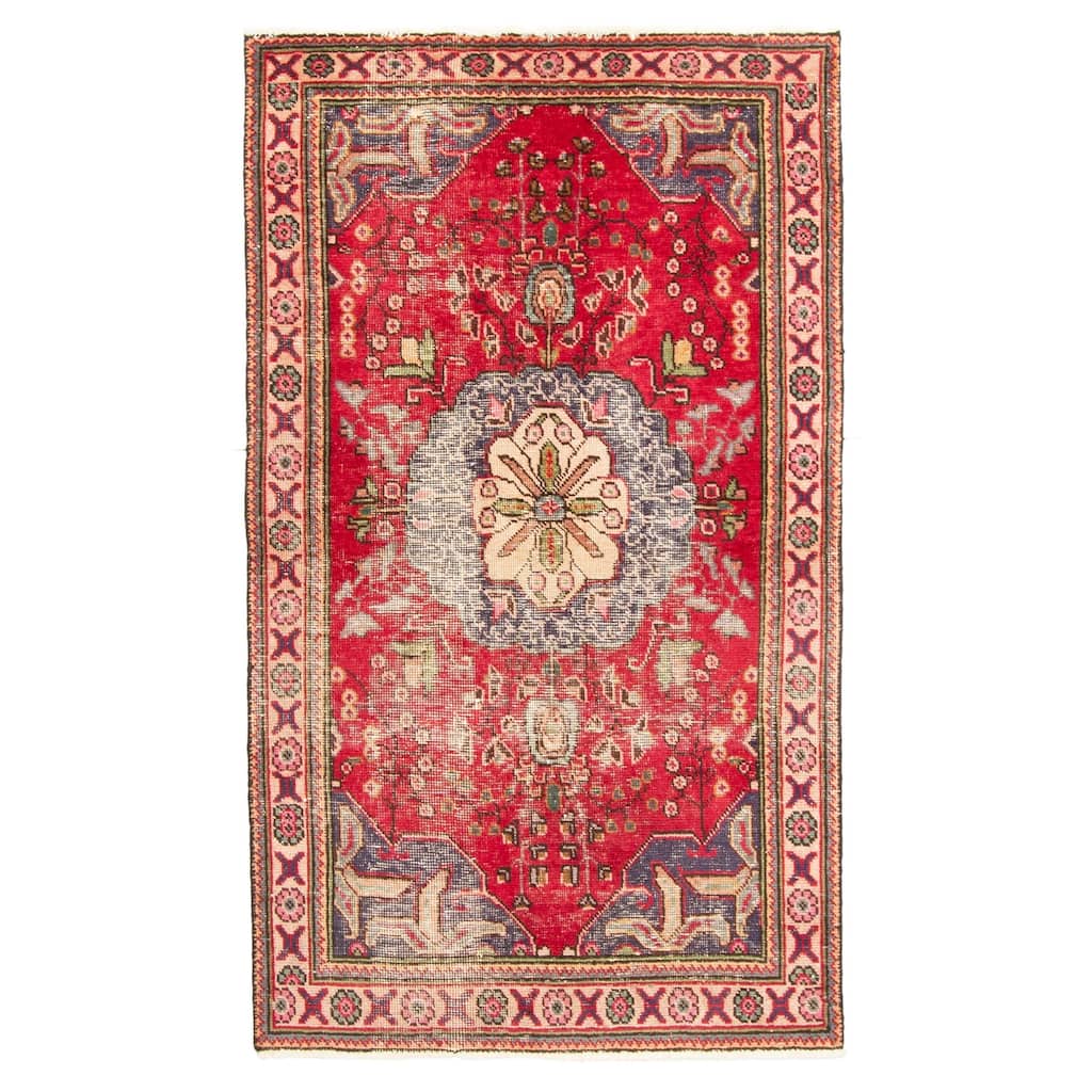 ECARPETGALLERY Hand-knotted Antalya Vintage Red Wool Rug - 3'0 x 5'2