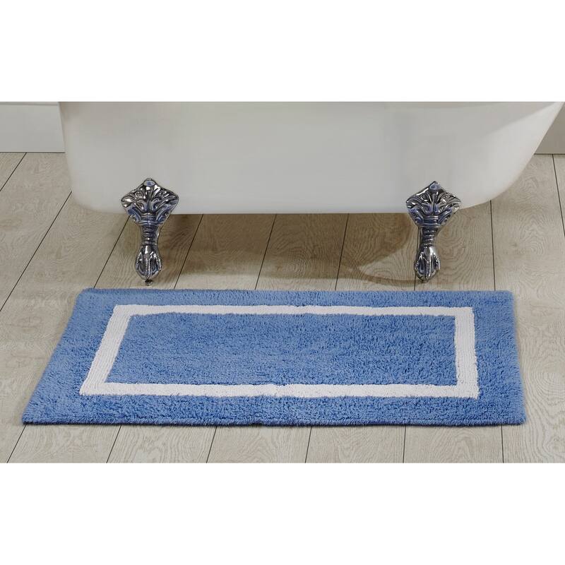 Better Trends Hotel Collection in Race Track 100% Cotton Super Absorbent Reversible Double Sided Machine Washable Bath Mat Rug