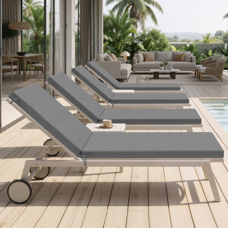 Outdoor Patio Chaise Lounge Chair Cushion - 71.65 inches - 4PC - New Light Grey