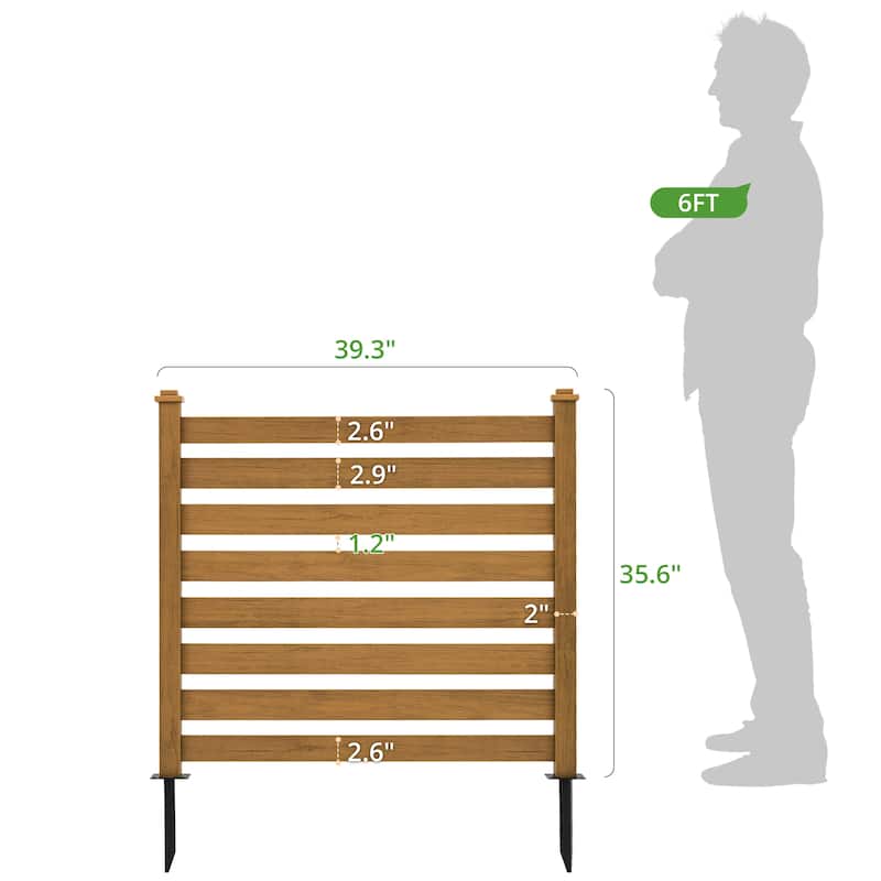 Courtyard Privacy Fence No Pit Digging Type, More Convenient For Outdoor Installation,2,4-Panel - 39.3 in. W x 35.6 in. H