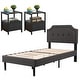 preview thumbnail 47 of 49, VECELO 3-Pieces Modern Upholstered Bed with Height Adjustable Headboard and Nightstands Sets