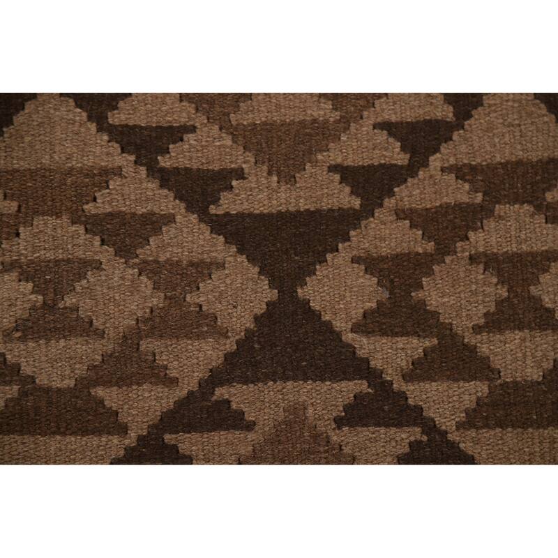 Hand Woven Oriental 100% Wool Carpet Southwestern Geometric Brown Kilim Area Rug - 10' 0'' X 6' 5''