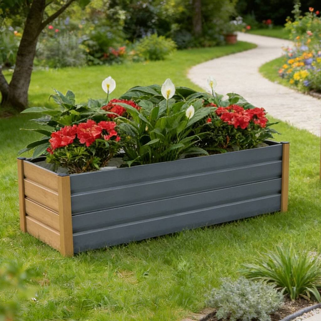 47.24" Durable Steel Planting Bed, Raised Garden Bed for Gardens, Vegetables, Herbs & Flowers - N/A