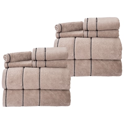 Towel Set - Absorbent Cotton Bathroom Accessories with Quick Dry Bath Towels, Hand Towels, and Wash Cloths by Lavish Home Taupe