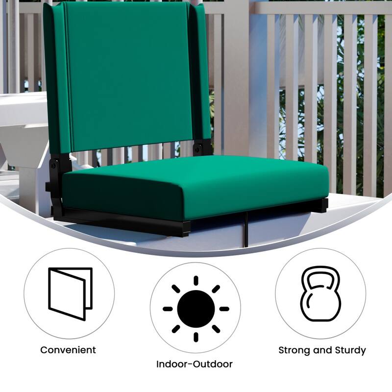Padded Stadium Chairs with Handles and Bleacher Hooks (Set of 2) - 14"D x 18"W x 18"H