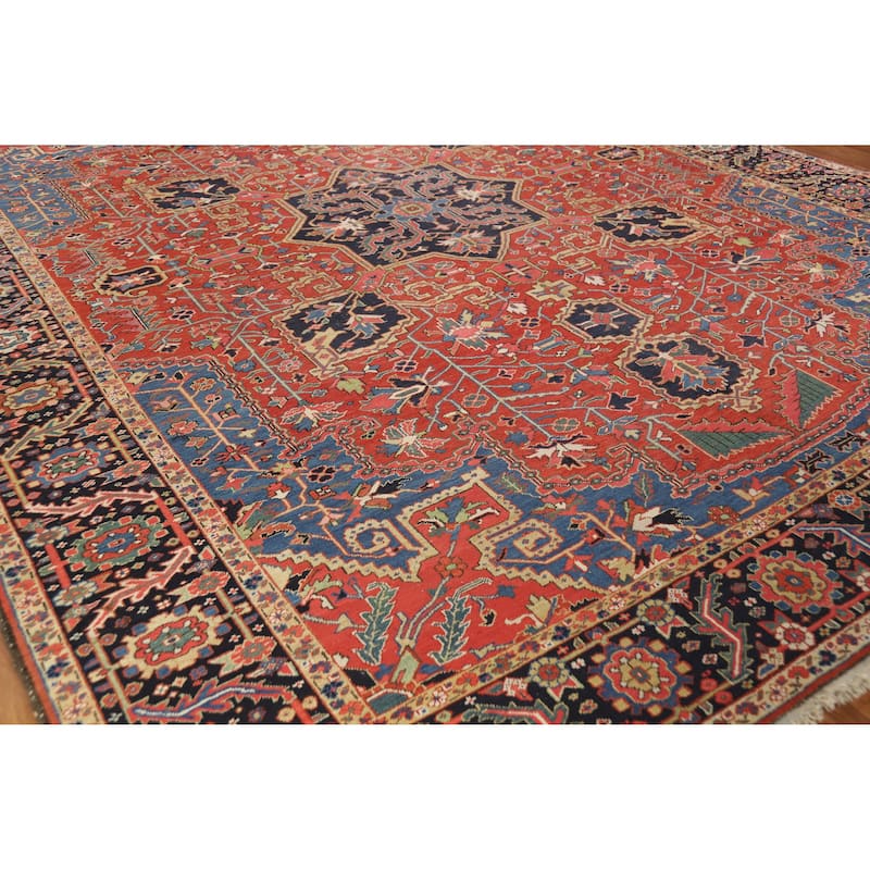 Vegetable Dye Heriz Serapi Persian Large Rug Handmade Wool Carpet - 11'2" x 14'5"