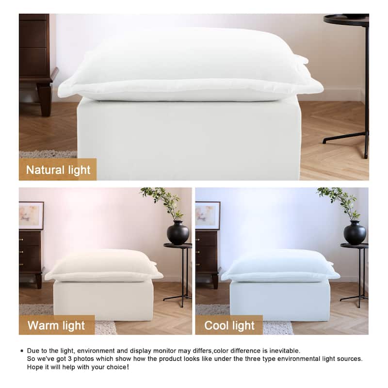 31.7"W Oversized Chenille Upholstered No Assembly Square Ottoman