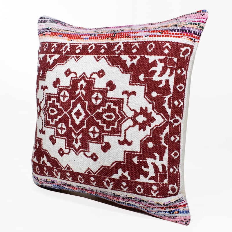 Sevita Boho Bordered Medallion Mosaic Textile Throw Pillow