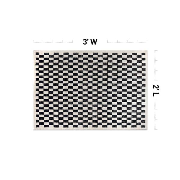 dimension image slide 3 of 14, Contemporary Checkered Area Rug