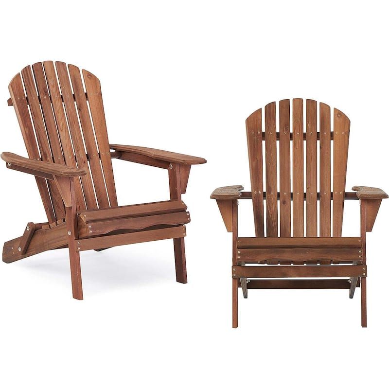 Wooden Outdoor Folding Adirondack Chair Set of 2