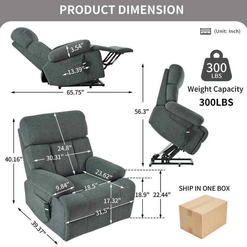 Power Lift Recliner Chair for Elderly, Electric Fabric Recliner Chair