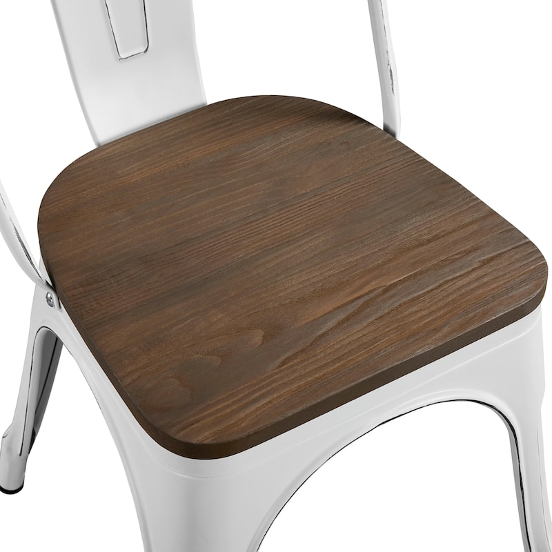 Yaheetech Set of 4 Metal Dining Chair Bistro Bar Stools with Wooden Stackable Chairs for Home