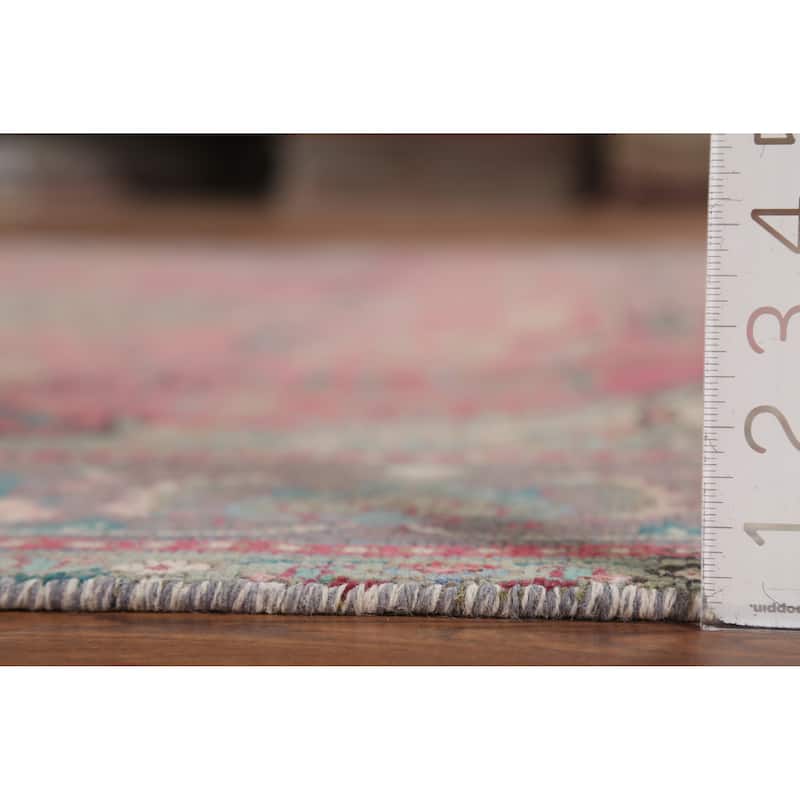 Pink Tabriz Persian Vintage Rug Hand-Knotted Living Room Wool Carpet - 6'8"x 10'6"