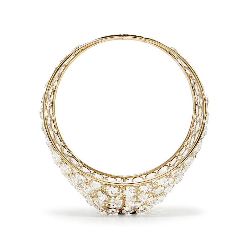 Crystal Bead Basket Decor Centerpiece Accent Piece Tabletop 9.5in