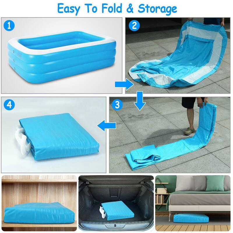 Inflatable Swimming Pools Family Swim Play Center Pool Blow up Kiddie Pool - 305*183*60cm/120*72*24inch