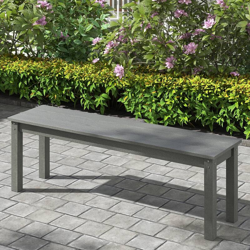Gymax 55'' HDPE Outdoor Bench for 2-3 People Weatherproof Backless