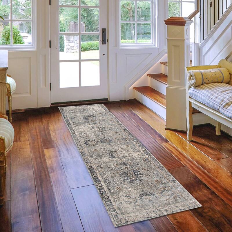 Lanfar Nanthes Polyester Blend Area Rug - 2'6" x 7'10" - Gray/Brown