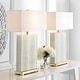 preview thumbnail 2 of 7, SAFAVIEH Lighting 28-inch Joyce Faux Snakeskin Cream Table Lamp (Set of 2) - 18"x8 "x27.75"