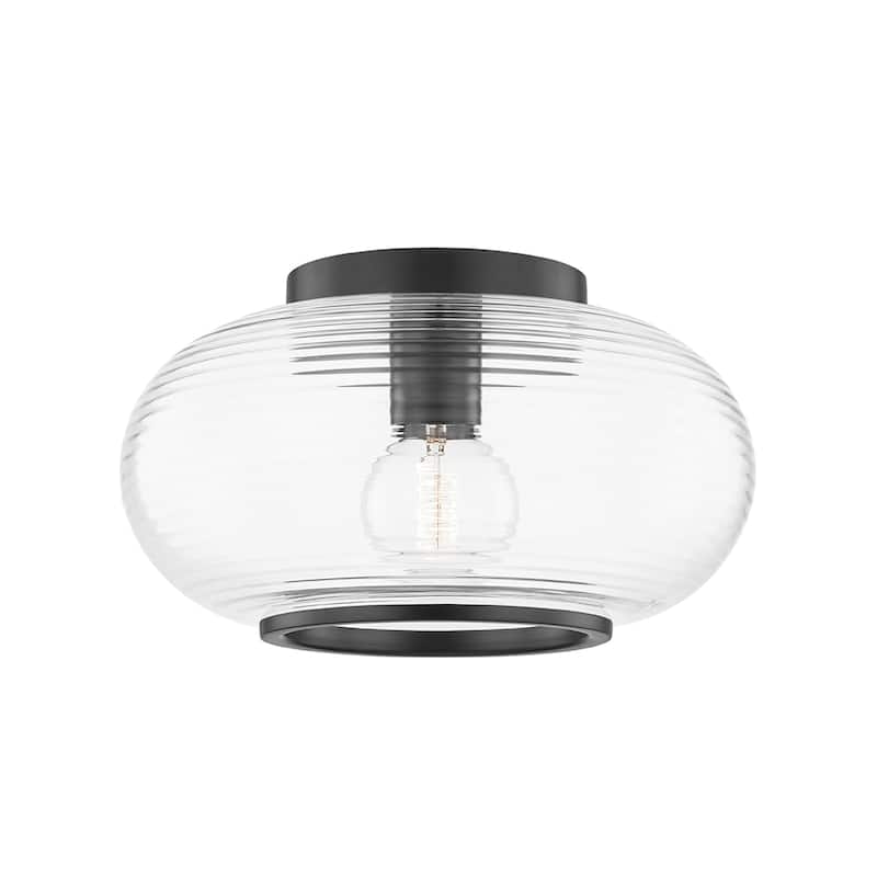Mitzi by Hudson Valley Maggie 1-Light Flush Mount with Clear Glass - Old Bronze
