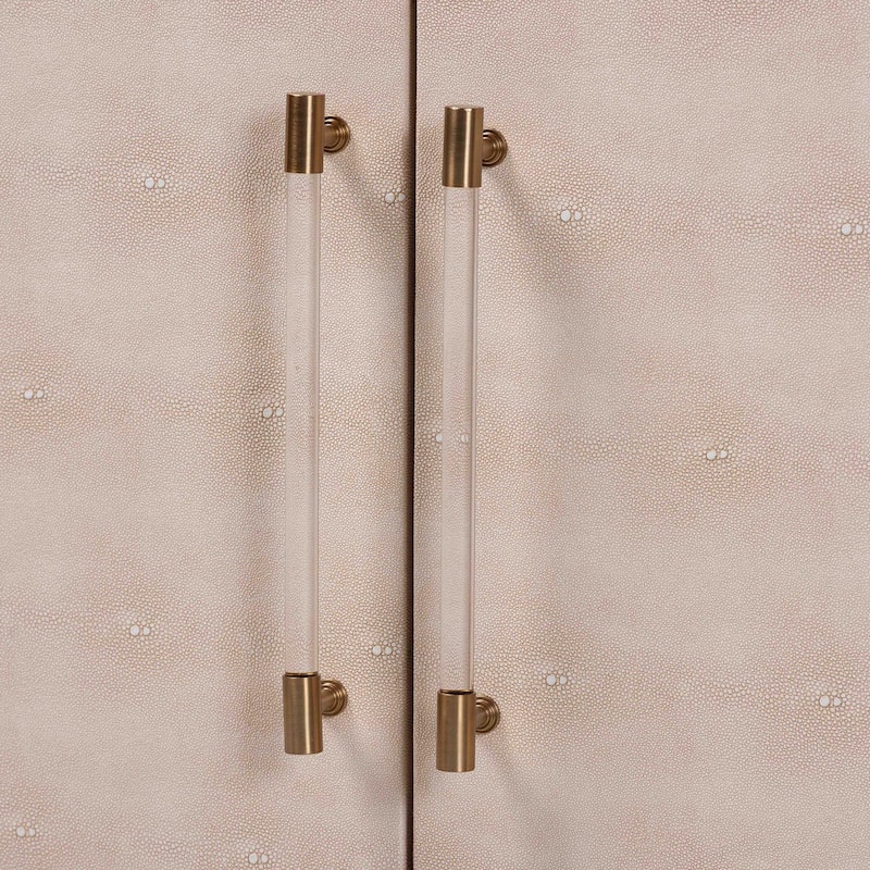 Nira Faux Shagreen Storage Cabinet - Contemporary 2-Door Accent Sideboard with Sleek Metal Handles, for Entryway or Living Room