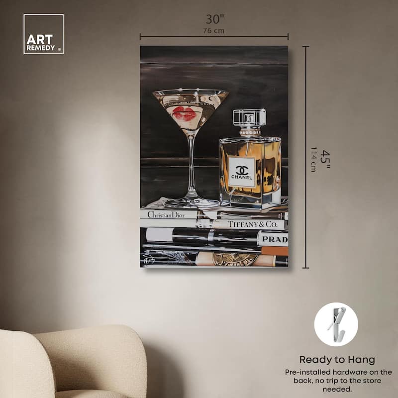 Martini Books Canvas by Art Remedy, Gallery Wrapped