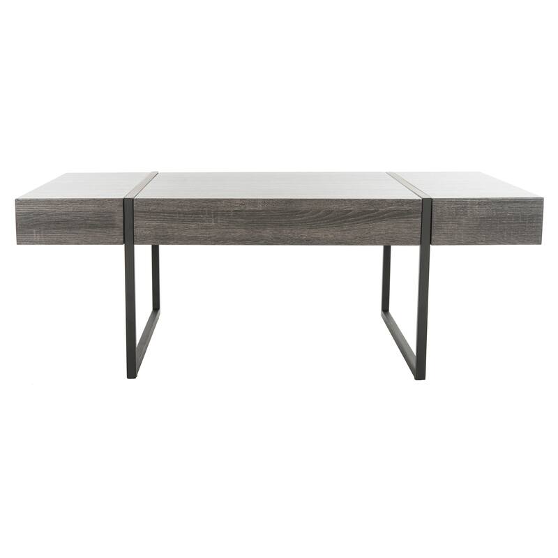 SAFAVIEH Milly Modern Rustic Rectangular Coffee Table - 43.3" W x 23.6" L x 15.7" H - 43.3" W x 23.6" L x 15.7" H - 43Wx24Dx16H - Grey Oak/Black
