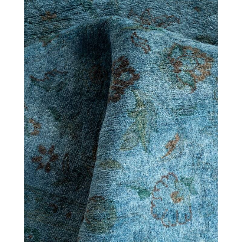 Overton Hand Knotted Wool Vintage Inspired Modern Contemporary Overdyed Blue Area Rug - 3' 1" x 5' 3"