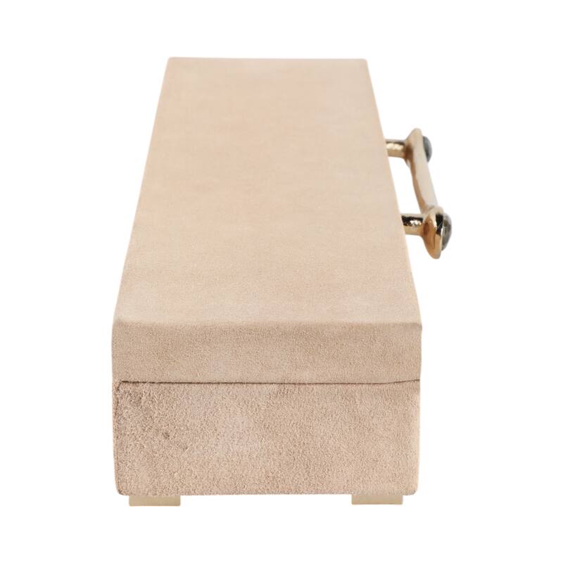 Gemstone Decorative Box with Sculptural Handle and Lid - 18", Tan - 18.0"