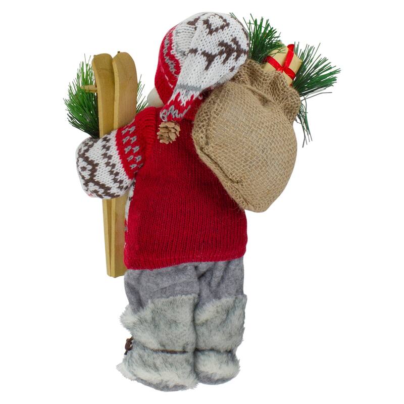 Standing Nordic Santa with Skis Christmas Figure - 12"